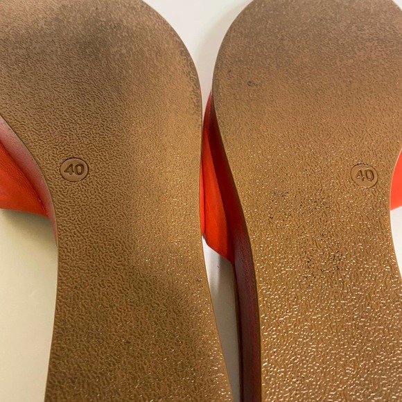 Bonavi Orange-Red Leather Platform Slides Size EU 40 - Picture 11 of 14